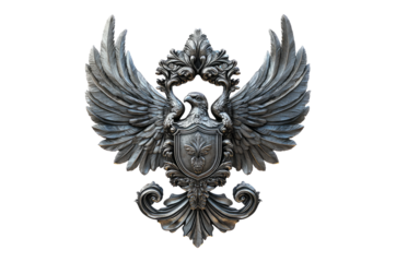 Ornate Eagle Crest with Wings and Decorative Elements for Design