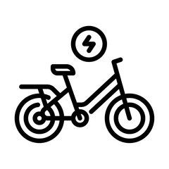 Electric Bike outline icon. bicycle black line illustration
