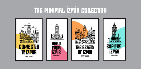 The Minimal Izmir Collection featuring iconic Izmir landmarks with clock tower illustrations