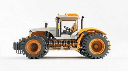 Fototapeta premium Modern Agricultural Tractor on White Background, Heavy Machinery Concept