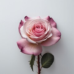 Rose petal on plain white background clean simple and minimalist focus top view