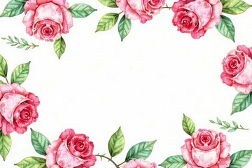 Delicate watercolor roses & leaves, repeating pattern, pink, soft, surface