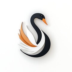 3d swan logo design