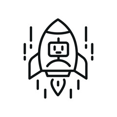 Vector illustration rocket lines robot artificial intelligence icon