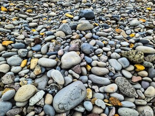 Colorful pebbles covering the surface in Iceland