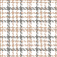 Rich White Seamless Tartan with Smoky Mushroom accents Textile Design