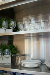 Glassware Display on Kitchen Shelf
