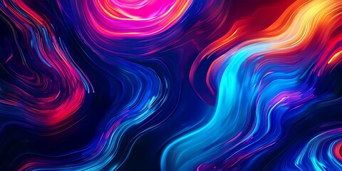 Fototapeta premium Abstract Colorful Flowing Lines with Neon Light Effect Creates Dynamic Background
