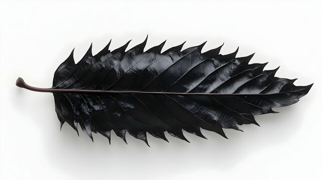 Black Leaf on White Background