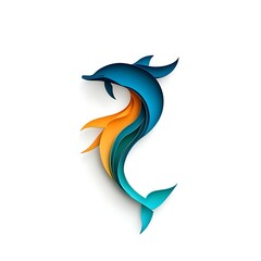 Naklejka premium 3d dolphin tail logo style