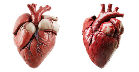 Detailed 3D Render of Human Heart Models for Educational Purpose, PNG bundle collection, Isolated on Transparent Background