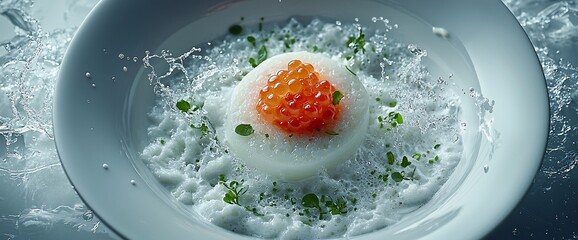 Elevated Egg Dish with Splashing Water