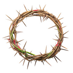Fototapeta premium crown of thorns with detailed sharp spikes isolated on transparent background png, symbolic religious thorned wreath design
