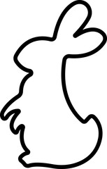 Hare rabbit bunny silhouette black icon in line. sign symbol isolated on transparent background.