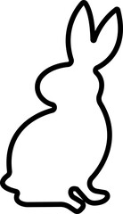 Hare rabbit bunny silhouette black icon in line. sign symbol isolated on transparent background.