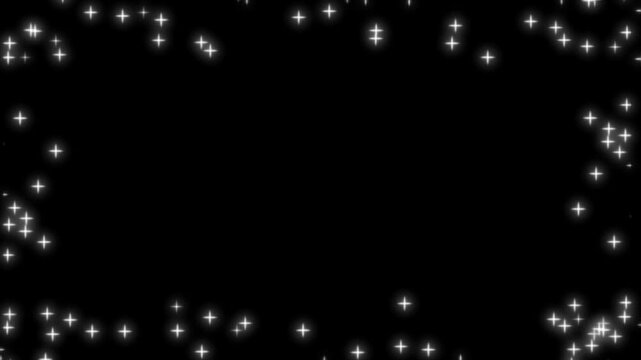 Silver particles frame glittering animation on transparent background.