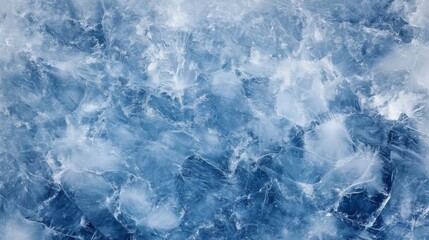 Close-up of cracked ice surface revealing intricate patterns and textures