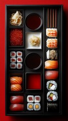 Exquisite Sushi Platter in Black Box