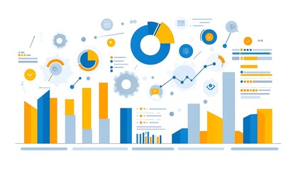 Digital stylized visualization of different types of financial business data