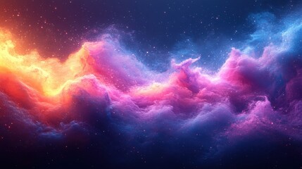 Obraz premium Vibrant Cosmic Clouds in a Starry Night Sky Over a Dark Universe