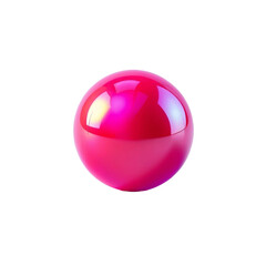 A vibrant pink sphere, a symbol of energy and playful optimism, gleaming with iridescent highlights against a pure white background.