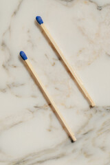 long match sticks with blue tip