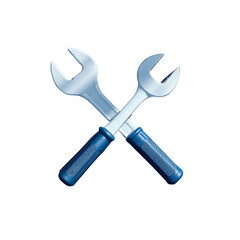 A symbol of reliable service and expert solutions, two crossed wrenches with blue ergonomic handles against a clean white background.