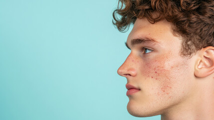 Acne positivity day concept with side profile of man embracing skin imperfections