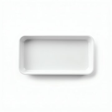 A clean, empty white rectangular plate for serving food.