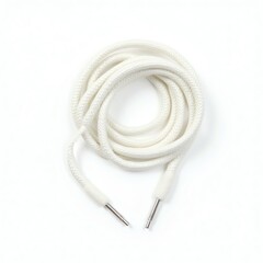 White shoelaces intricately coiled, ready for a stylish footwear upgrade.