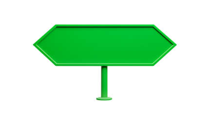 A green sign with an arrow shape on a black background