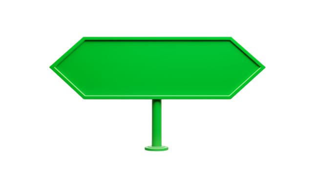 A green sign with an arrow shape on a black background - Powered by Adobe