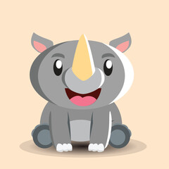 cute rhino with cartoon image
