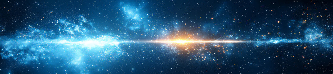 Fototapeta premium a wide shot of a blue and white abstract background with a light streak ac