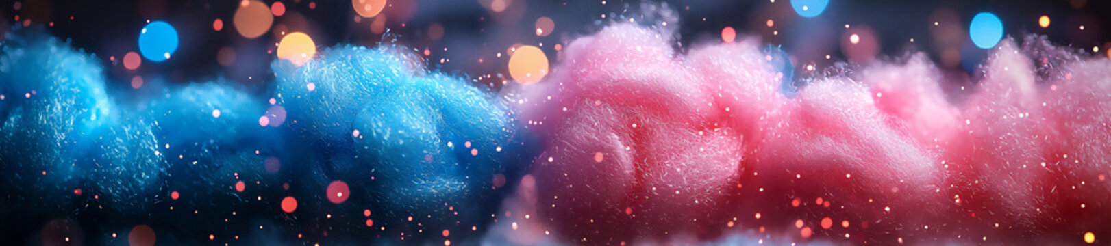 a wide shot of a cotton candy machine at a carnival,