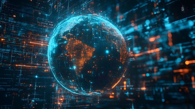 Visualizing global datasets with ai technology digital realm data science futuristic perspective