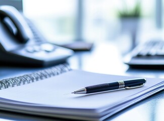 Fototapeta premium Writing on Notepad with Pen in Office Setting Business Concept