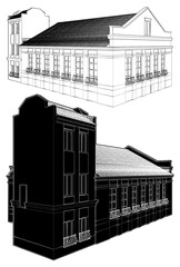 Antique Power Station Building Vector. A Vector Illustration Of Architectural Construction Isolated On White Background.
