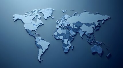 Fototapeta premium Minimalistic world map design in soft blue tones for creative projects