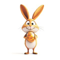 Obraz premium 3d Easter bunny holding egg logo effect