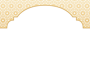 Islamic Arabic frame vector and illustration gold and white background.