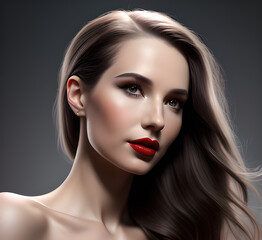 Fototapeta premium A beautiful woman poses for a, showcasing her striking blue eyes,generative ai