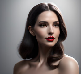 Fototapeta premium A beautiful woman poses for a, showcasing her striking blue eyes,generative ai