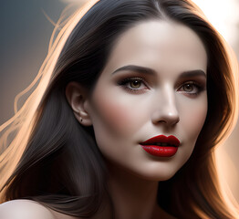 Fototapeta premium A beautiful woman poses for a, showcasing her striking blue eyes,generative ai