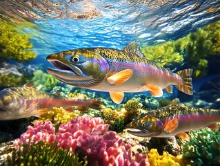 Fototapeta premium Rainbow Trout Coral Reef