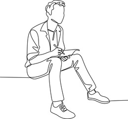 Person journaling thought one line art vector