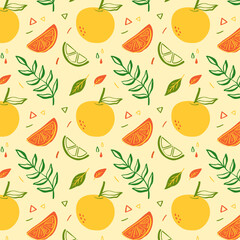 seamless pattern with orange fruits