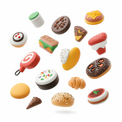 Assorted 3D Food Icons for Digital and UI Design