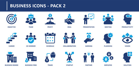 business icon pack, solid icon collection.