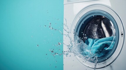 Washing machine action home laundry room product photography indoor close-up cleanliness concept